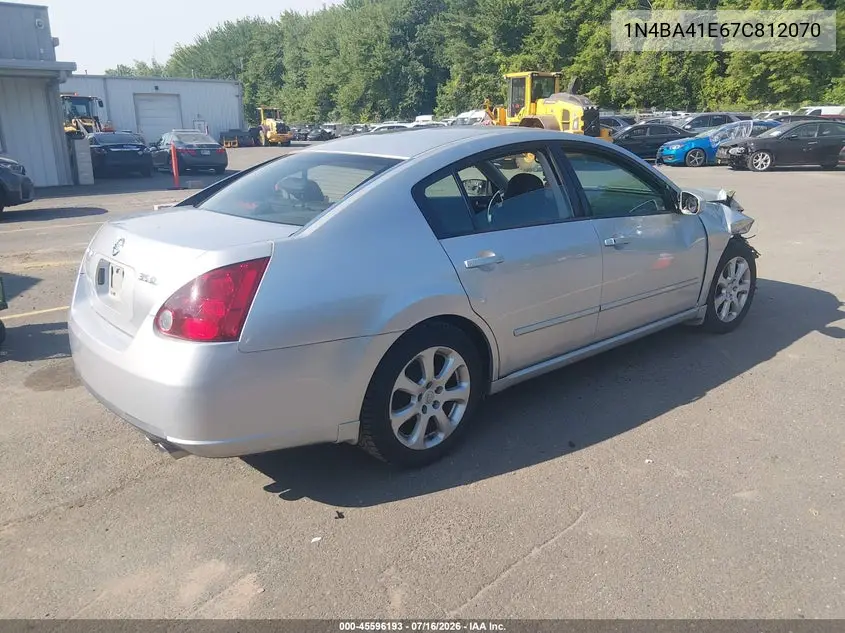 2007 Nissan Maxima 3.5 Sl VIN: 1N4BA41E67C812070 Lot: 45596193