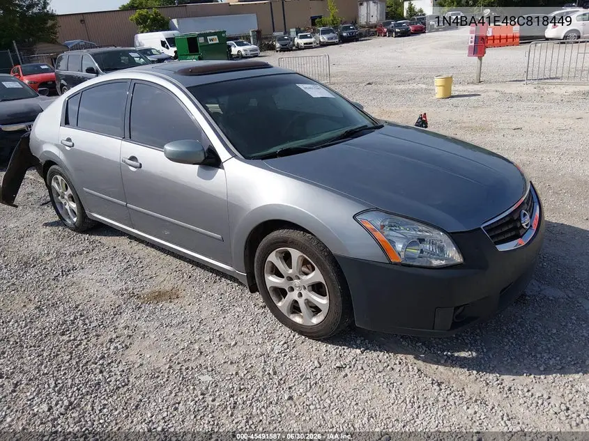2008 Nissan Maxima 3.5 Sl VIN: 1N4BA41E48C818449 Lot: 45491587