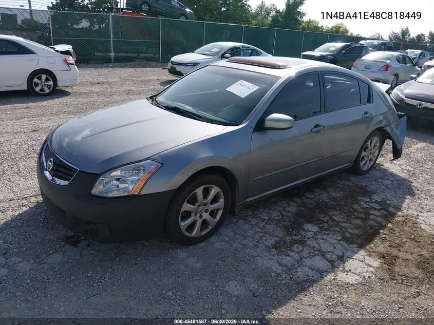 2008 Nissan Maxima 3.5 Sl VIN: 1N4BA41E48C818449 Lot: 45491587