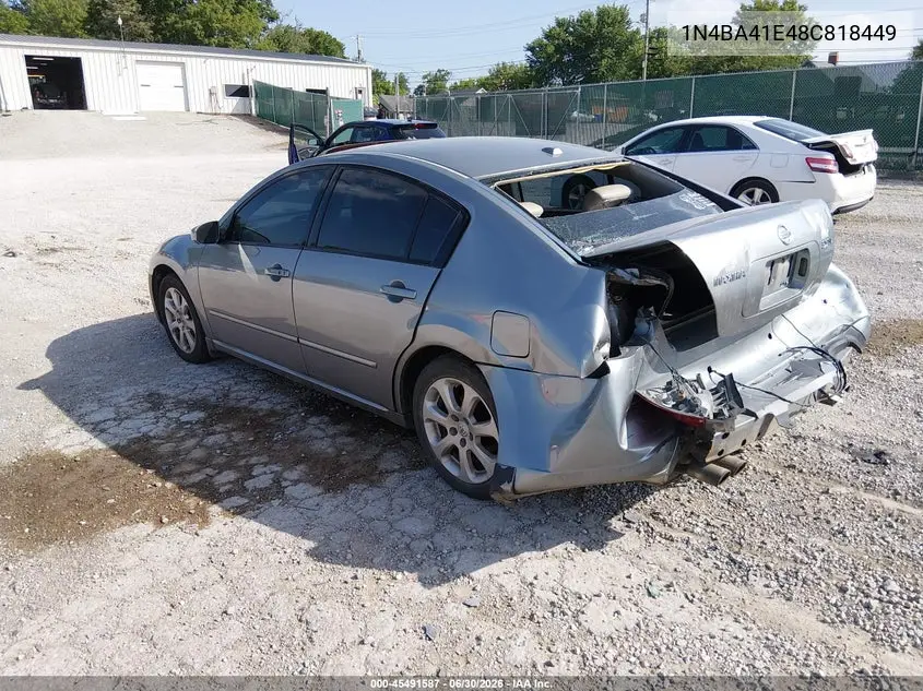 2008 Nissan Maxima 3.5 Sl VIN: 1N4BA41E48C818449 Lot: 45491587