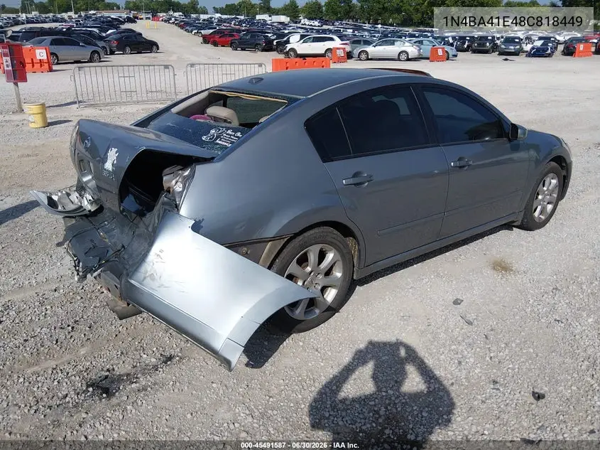 2008 Nissan Maxima 3.5 Sl VIN: 1N4BA41E48C818449 Lot: 45491587