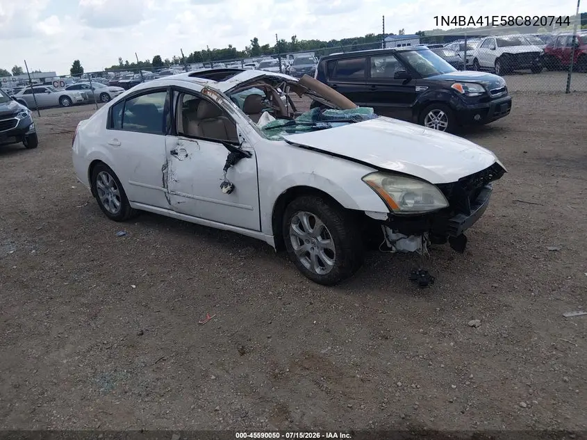 2008 Nissan Maxima 3.5 Sl VIN: 1N4BA41E58C820744 Lot: 45590050