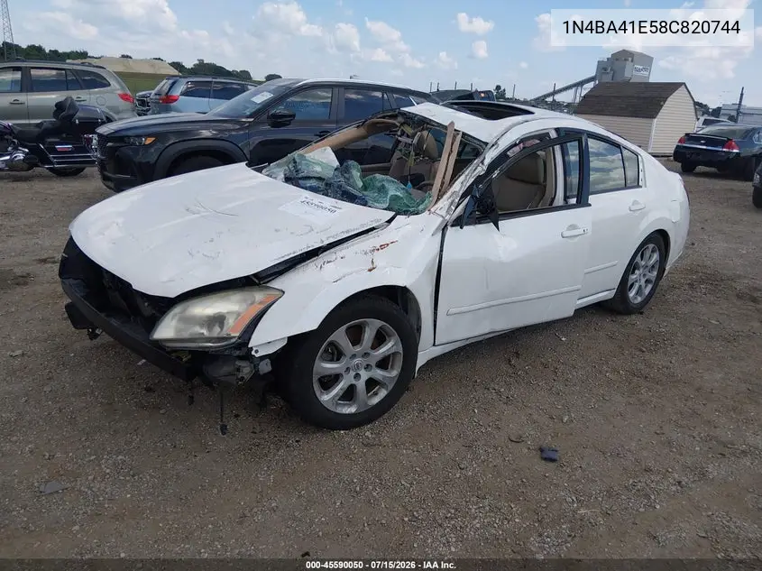 2008 Nissan Maxima 3.5 Sl VIN: 1N4BA41E58C820744 Lot: 45590050