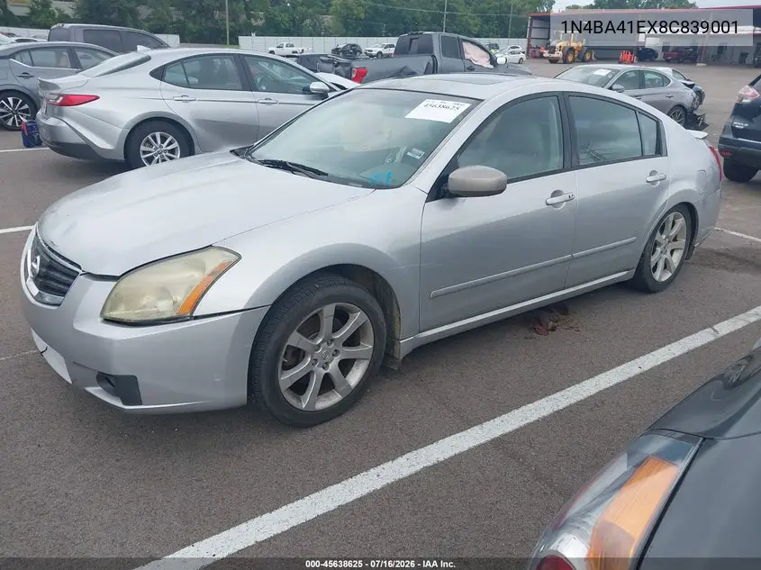 2008 Nissan Maxima 3.5 Se VIN: 1N4BA41EX8C839001 Lot: 45638625