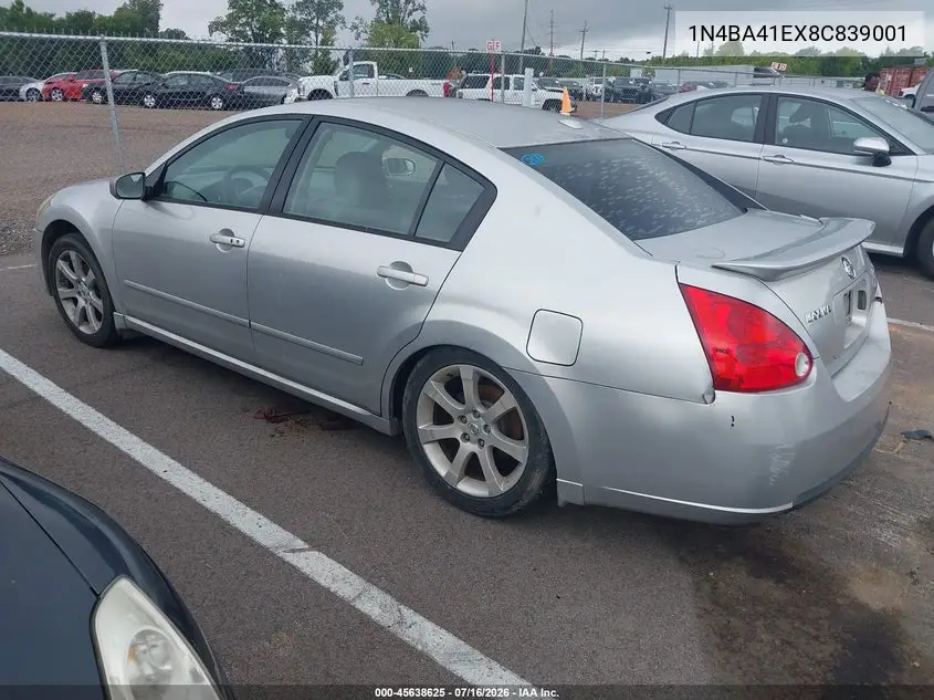 2008 Nissan Maxima 3.5 Se VIN: 1N4BA41EX8C839001 Lot: 45638625