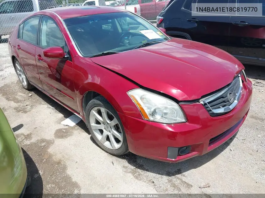 2008 Nissan Maxima 3.5 Se VIN: 1N4BA41E18C819770 Lot: 45651947