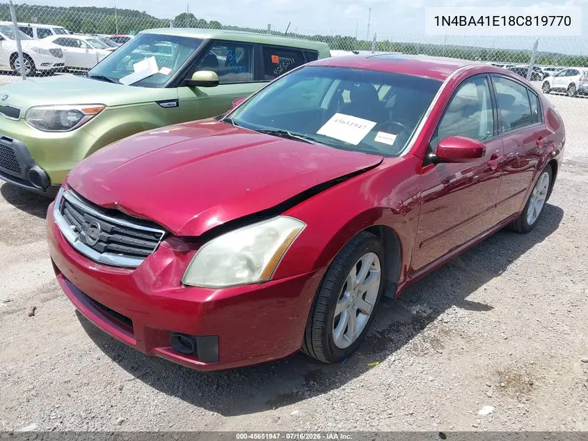 2008 Nissan Maxima 3.5 Se VIN: 1N4BA41E18C819770 Lot: 45651947