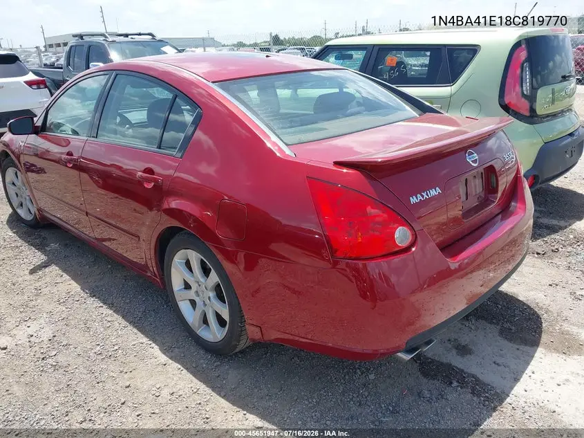 2008 Nissan Maxima 3.5 Se VIN: 1N4BA41E18C819770 Lot: 45651947