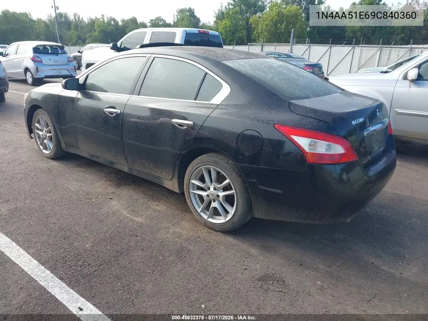 2009 Nissan Maxima 3.5 S VIN: 1N4AA51E69C840360 Lot: 45632378