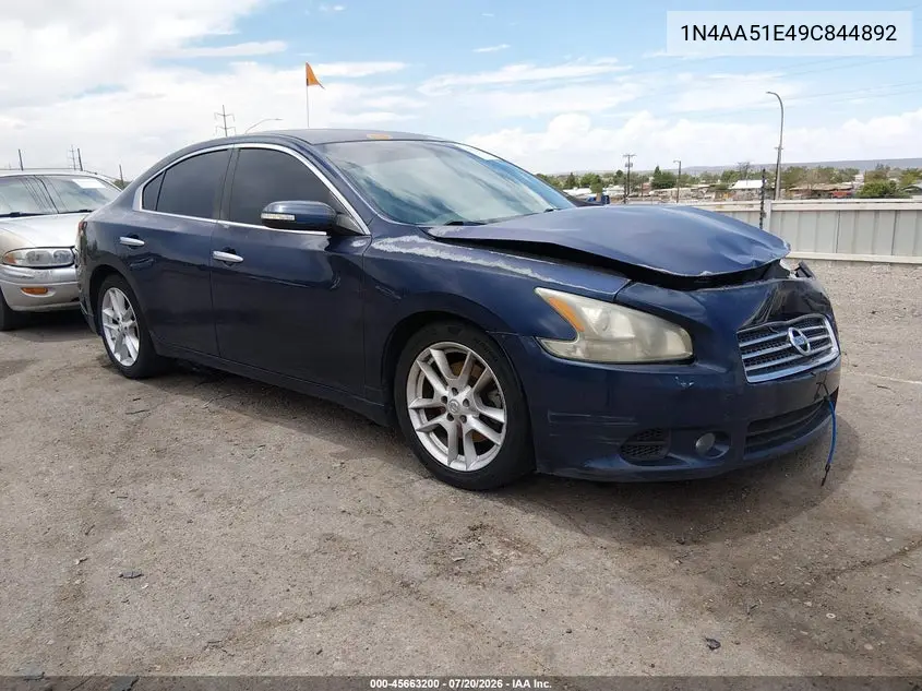 2009 Nissan Maxima 3.5 Sv VIN: 1N4AA51E49C844892 Lot: 45663200
