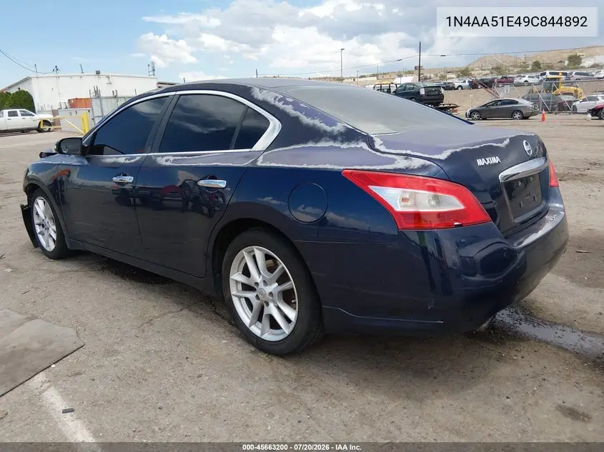 2009 Nissan Maxima 3.5 Sv VIN: 1N4AA51E49C844892 Lot: 45663200