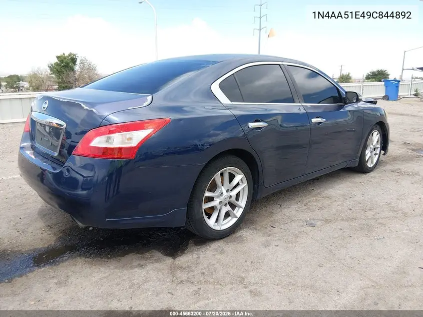 2009 Nissan Maxima 3.5 Sv VIN: 1N4AA51E49C844892 Lot: 45663200