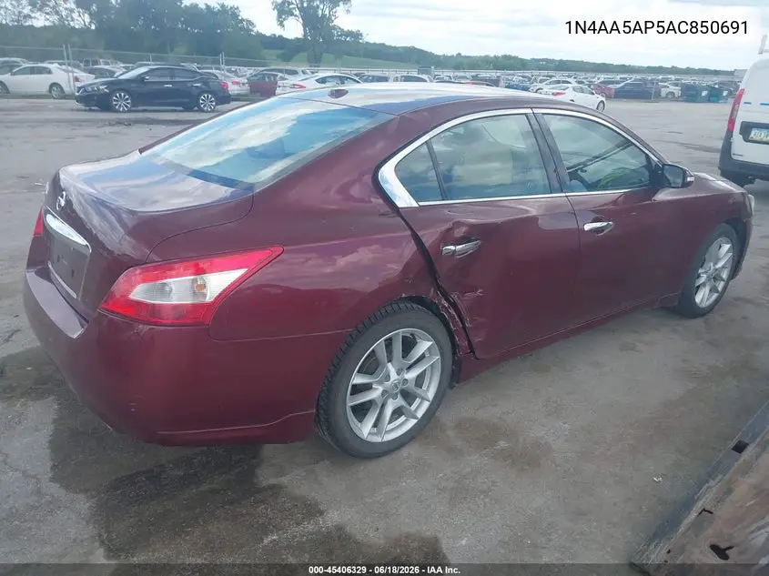 2010 Nissan Maxima 3.5 Sv VIN: 1N4AA5AP5AC850691 Lot: 45406329