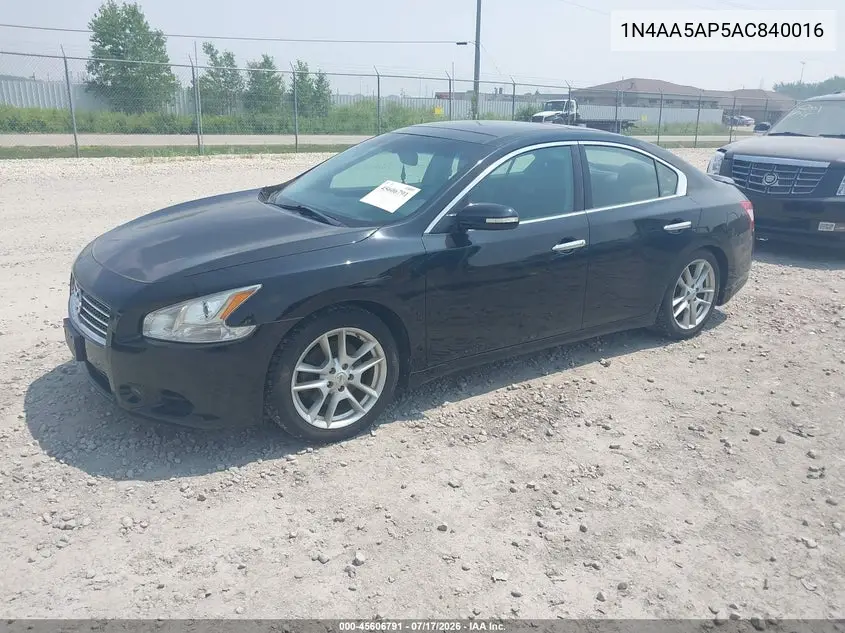 2010 Nissan Maxima 3.5 Sv VIN: 1N4AA5AP5AC840016 Lot: 45606791