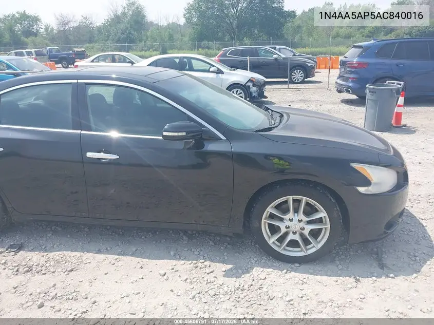 2010 Nissan Maxima 3.5 Sv VIN: 1N4AA5AP5AC840016 Lot: 45606791