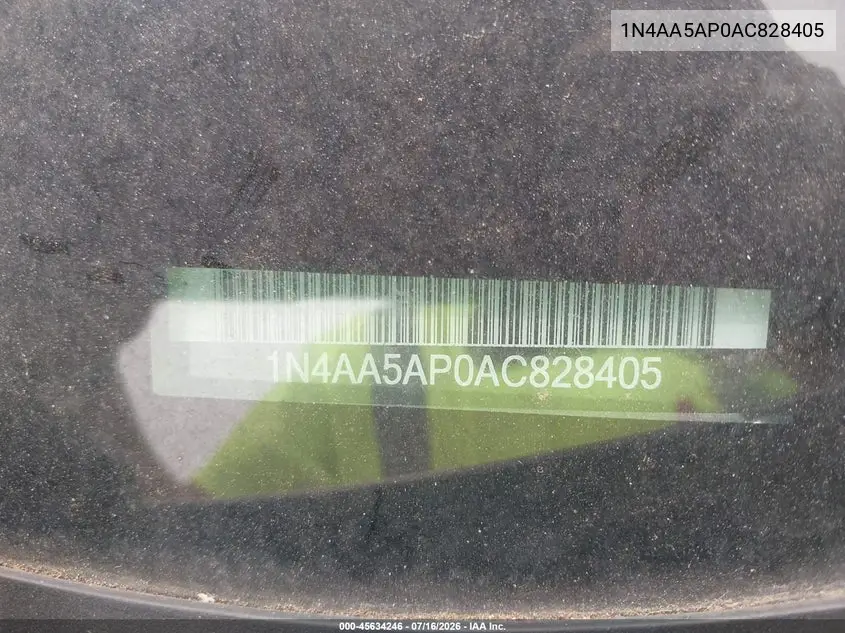 2010 Nissan Maxima 3.5 Sv VIN: 1N4AA5AP0AC828405 Lot: 45634246