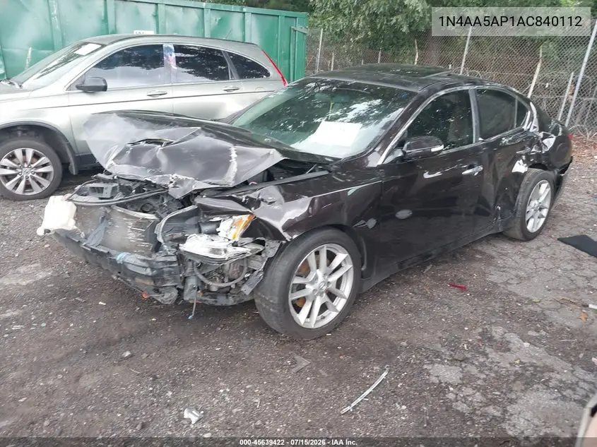 2010 Nissan Maxima 3.5 Sv VIN: 1N4AA5AP1AC840112 Lot: 45639422