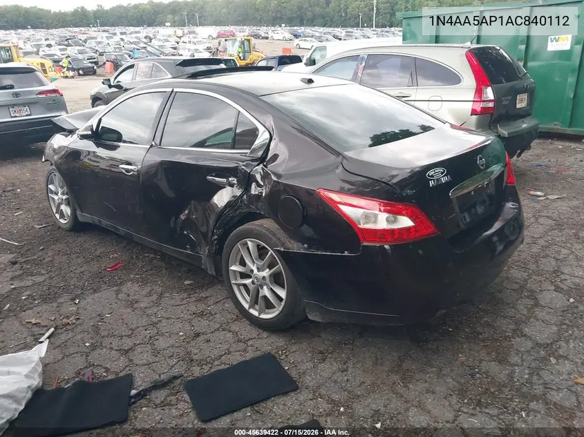 2010 Nissan Maxima 3.5 Sv VIN: 1N4AA5AP1AC840112 Lot: 45639422