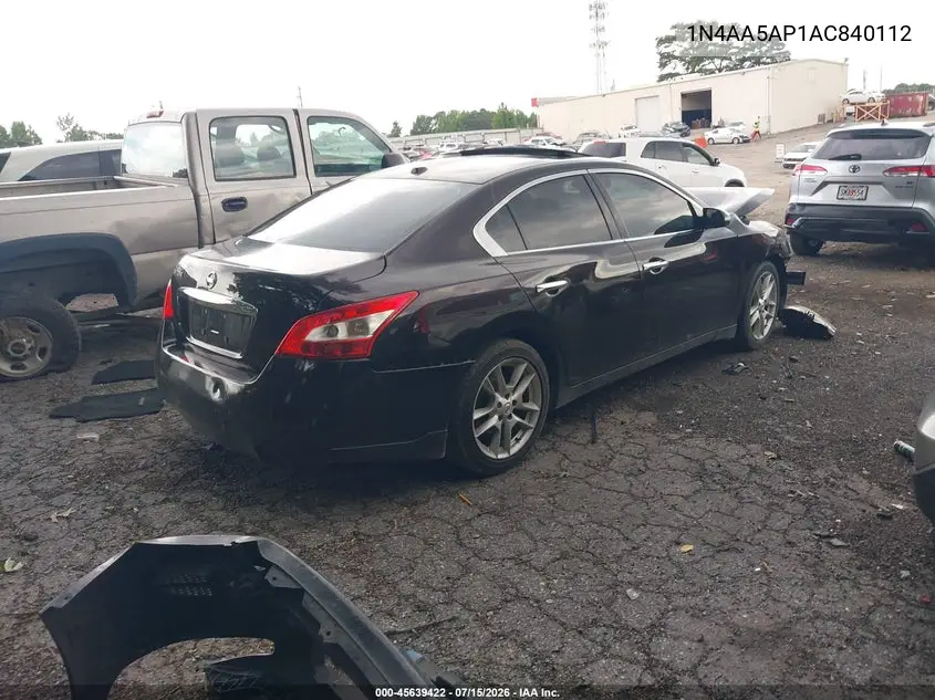 2010 Nissan Maxima 3.5 Sv VIN: 1N4AA5AP1AC840112 Lot: 45639422