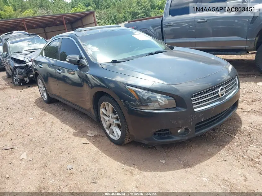 2010 Nissan Maxima 3.5 Sv VIN: 1N4AA5AP6AC863451 Lot: 45648253