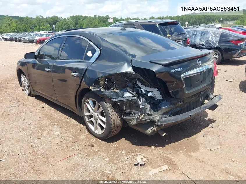 2010 Nissan Maxima 3.5 Sv VIN: 1N4AA5AP6AC863451 Lot: 45648253