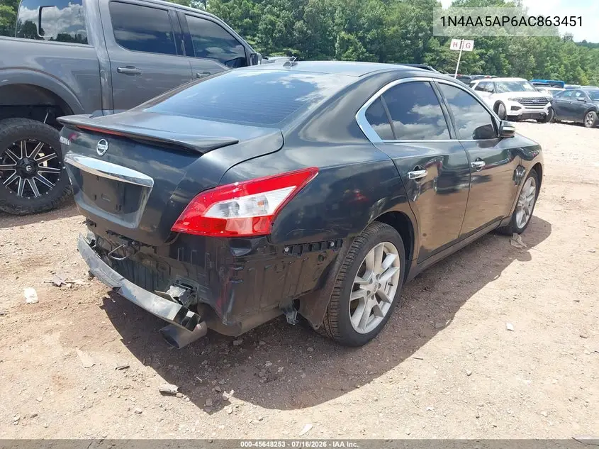 2010 Nissan Maxima 3.5 Sv VIN: 1N4AA5AP6AC863451 Lot: 45648253