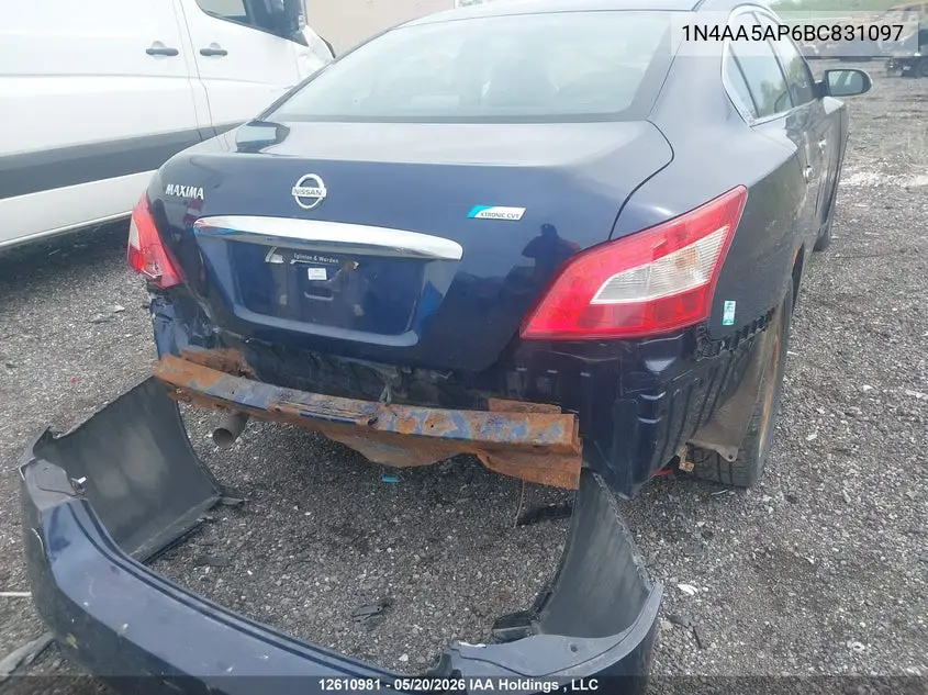 2011 Nissan Maxima 3.5 S VIN: 1N4AA5AP6BC831097 Lot: 12610981