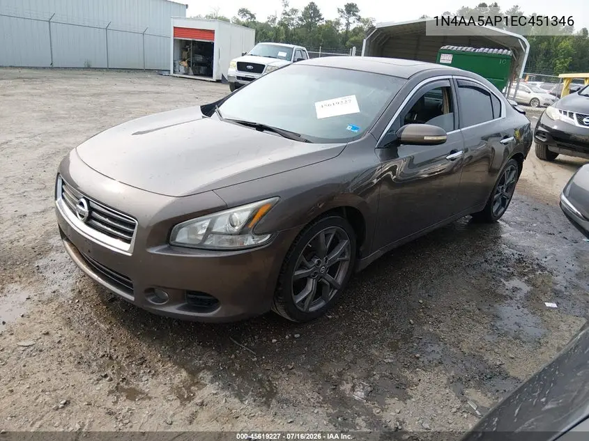 2014 Nissan Maxima 3.5 Sv VIN: 1N4AA5AP1EC451346 Lot: 45619227