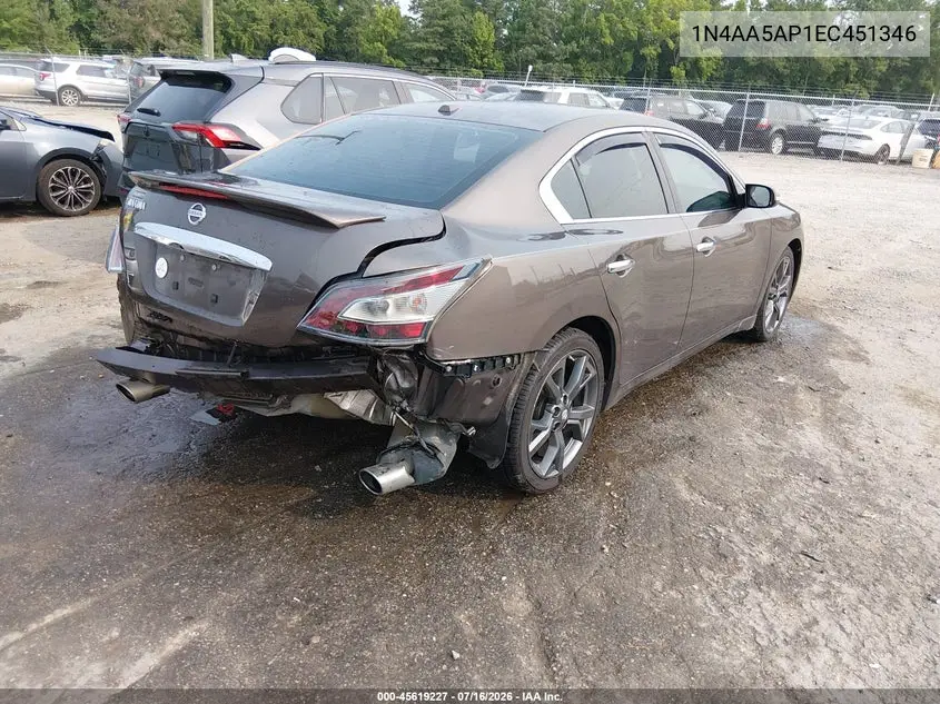 2014 Nissan Maxima 3.5 Sv VIN: 1N4AA5AP1EC451346 Lot: 45619227