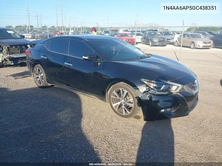 2016 Nissan Maxima 3.5 Sv VIN: 1N4AA6AP5GC438351 Lot: 45264068