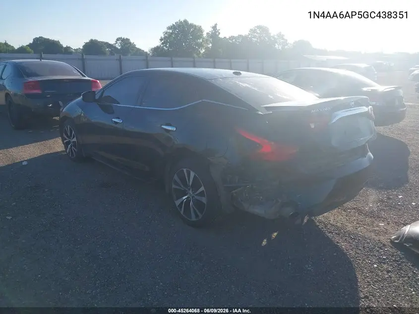 2016 Nissan Maxima 3.5 Sv VIN: 1N4AA6AP5GC438351 Lot: 45264068
