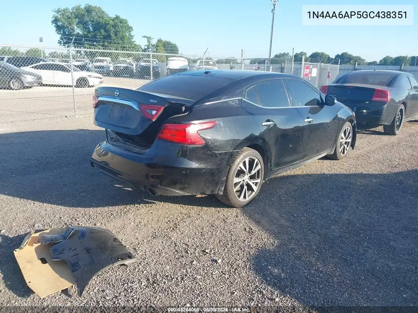 2016 Nissan Maxima 3.5 Sv VIN: 1N4AA6AP5GC438351 Lot: 45264068