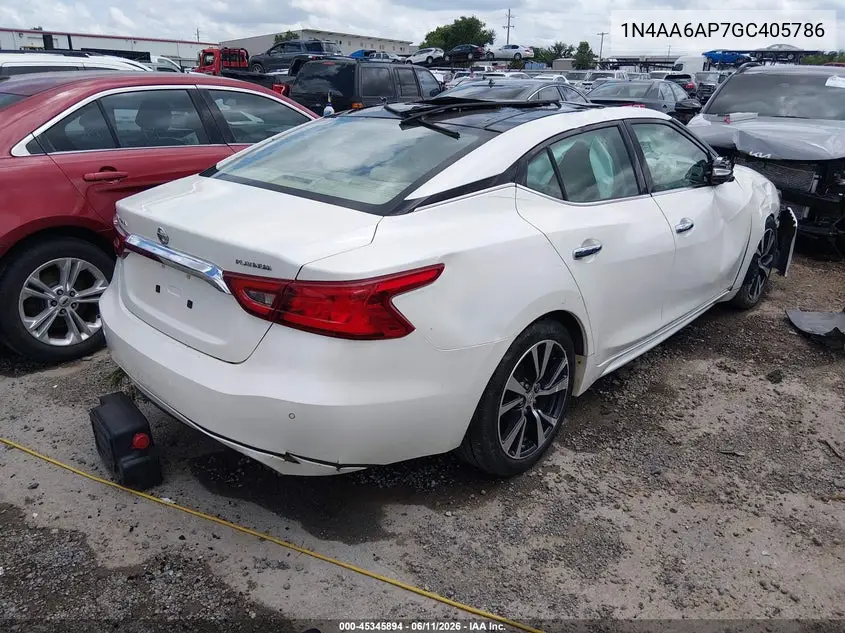 2016 Nissan Maxima 3.5 Platinum VIN: 1N4AA6AP7GC405786 Lot: 45345894