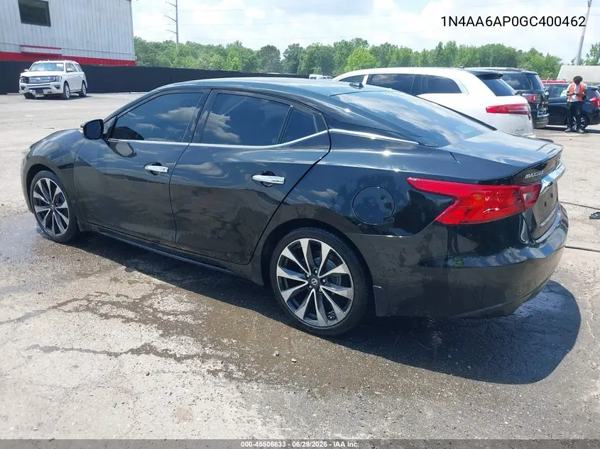 2016 Nissan Maxima 3.5 Sr VIN: 1N4AA6AP0GC400462 Lot: 45506633