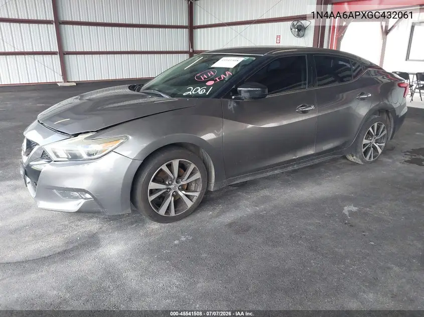 2016 Nissan Maxima 3.5 Platinum/3.5 S/3.5 Sl/3.5 Sr/3.5 Sv VIN: 1N4AA6APXGC432061 Lot: 45541508
