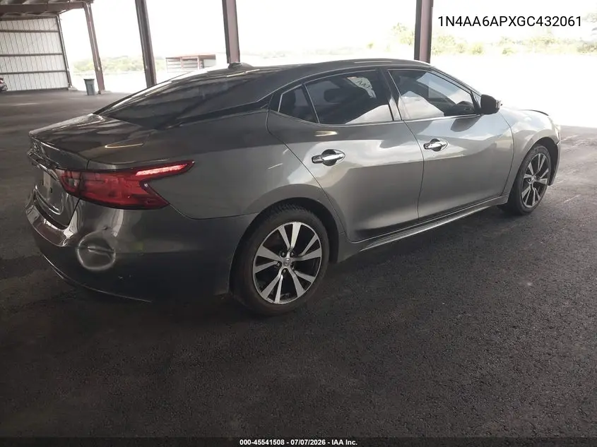 2016 Nissan Maxima 3.5 Platinum/3.5 S/3.5 Sl/3.5 Sr/3.5 Sv VIN: 1N4AA6APXGC432061 Lot: 45541508