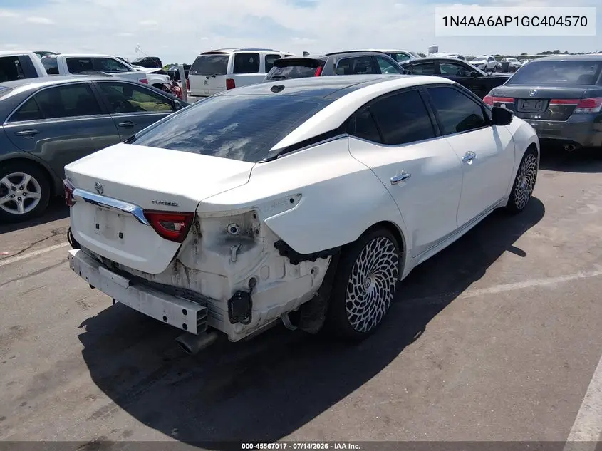 2016 Nissan Maxima 3.5 Platinum VIN: 1N4AA6AP1GC404570 Lot: 45567017
