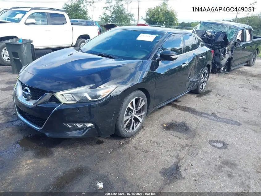 2016 Nissan Maxima 3.5 Sv VIN: 1N4AA6AP4GC449051 Lot: 45615325