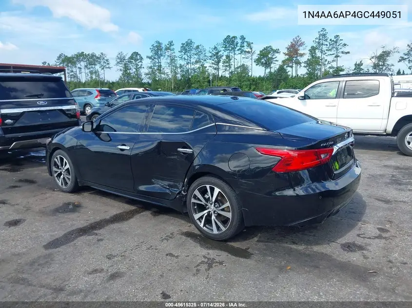 2016 Nissan Maxima 3.5 Sv VIN: 1N4AA6AP4GC449051 Lot: 45615325