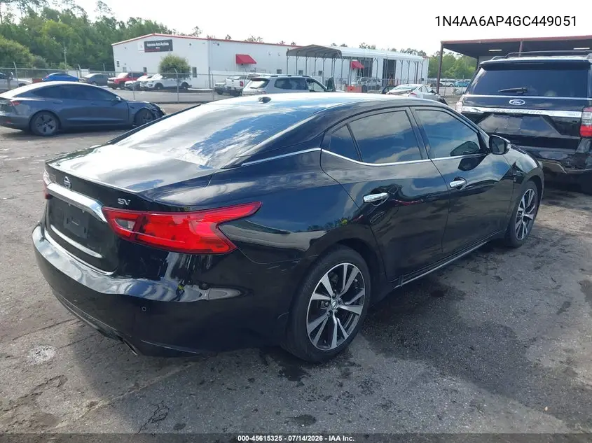 2016 Nissan Maxima 3.5 Sv VIN: 1N4AA6AP4GC449051 Lot: 45615325