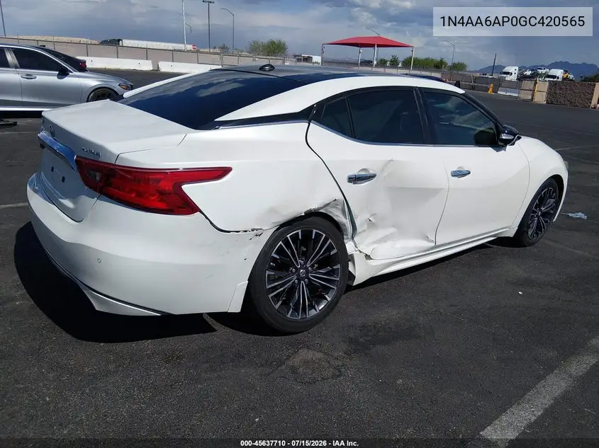 2016 Nissan Maxima 3.5 Platinum VIN: 1N4AA6AP0GC420565 Lot: 45637710