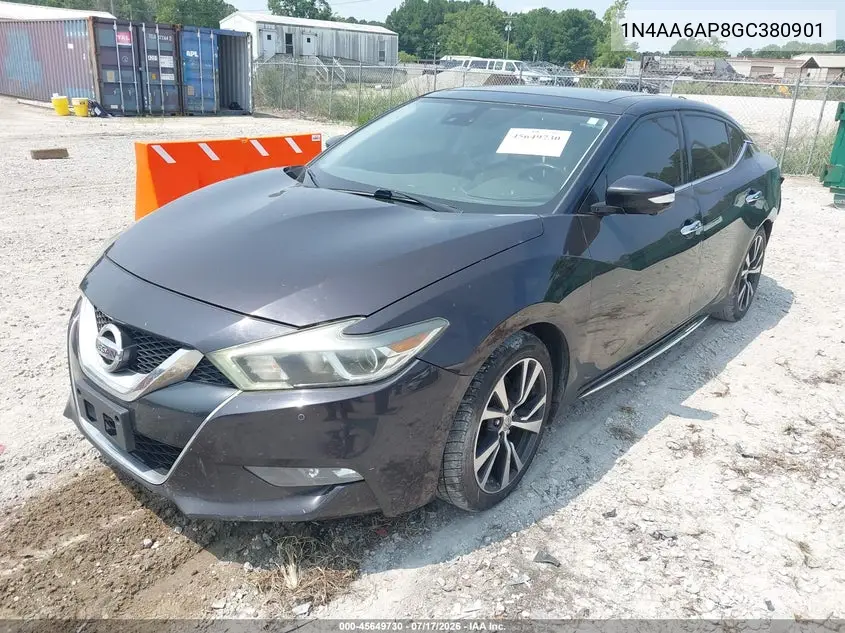 2016 Nissan Maxima 3.5 Platinum VIN: 1N4AA6AP8GC380901 Lot: 45649730