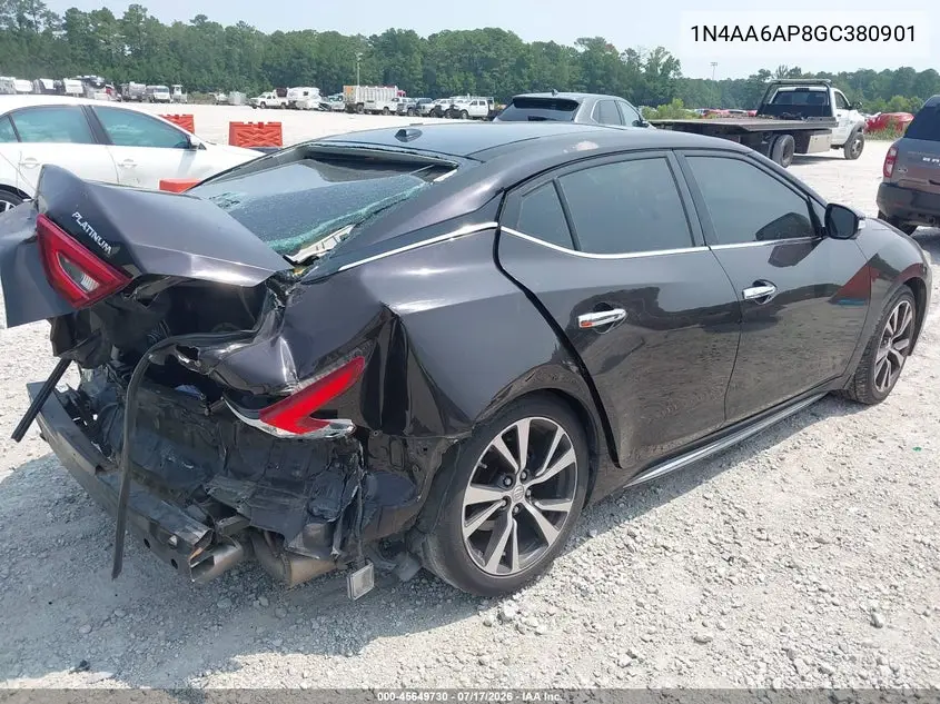 2016 Nissan Maxima 3.5 Platinum VIN: 1N4AA6AP8GC380901 Lot: 45649730