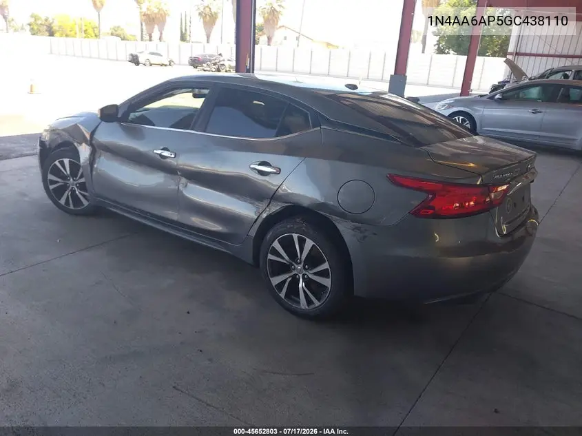 2016 Nissan Maxima 3.5 Platinum/3.5 S/3.5 Sl/3.5 Sr/3.5 Sv VIN: 1N4AA6AP5GC438110 Lot: 45652803