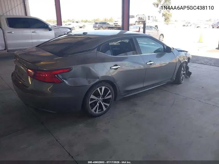 2016 Nissan Maxima 3.5 Platinum/3.5 S/3.5 Sl/3.5 Sr/3.5 Sv VIN: 1N4AA6AP5GC438110 Lot: 45652803