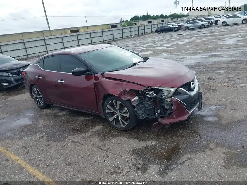 2017 Nissan Maxima 3.5 S VIN: 1N4AA6APXHC433003 Lot: 45401561