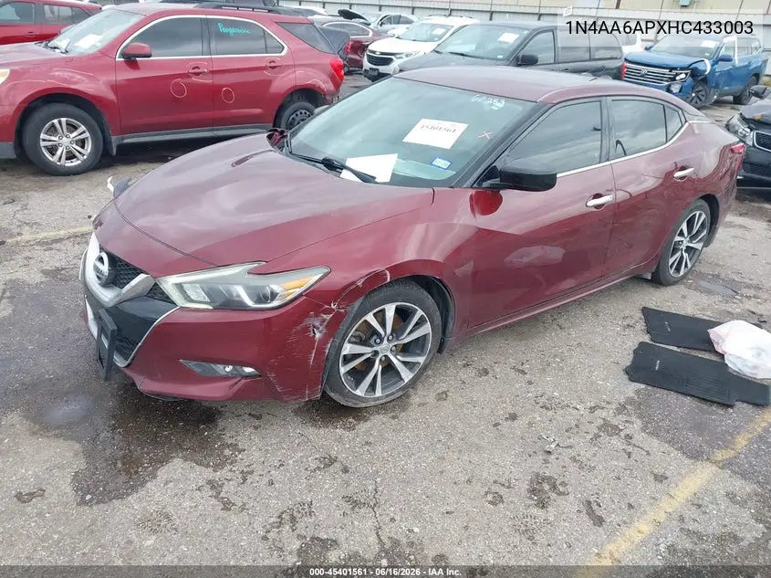 2017 Nissan Maxima 3.5 S VIN: 1N4AA6APXHC433003 Lot: 45401561