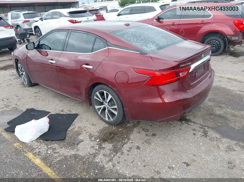 2017 Nissan Maxima 3.5 S VIN: 1N4AA6APXHC433003 Lot: 45401561