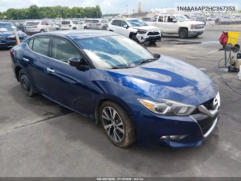 2017 Nissan Maxima 3.5 Platinum/3.5 S/3.5 Sl/3.5 Sr/3.5 Sv VIN: 1N4AA6AP2HC367353 Lot: 45518045