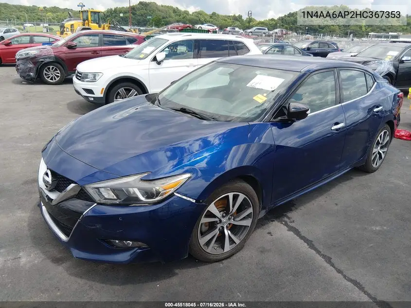2017 Nissan Maxima 3.5 Platinum/3.5 S/3.5 Sl/3.5 Sr/3.5 Sv VIN: 1N4AA6AP2HC367353 Lot: 45518045